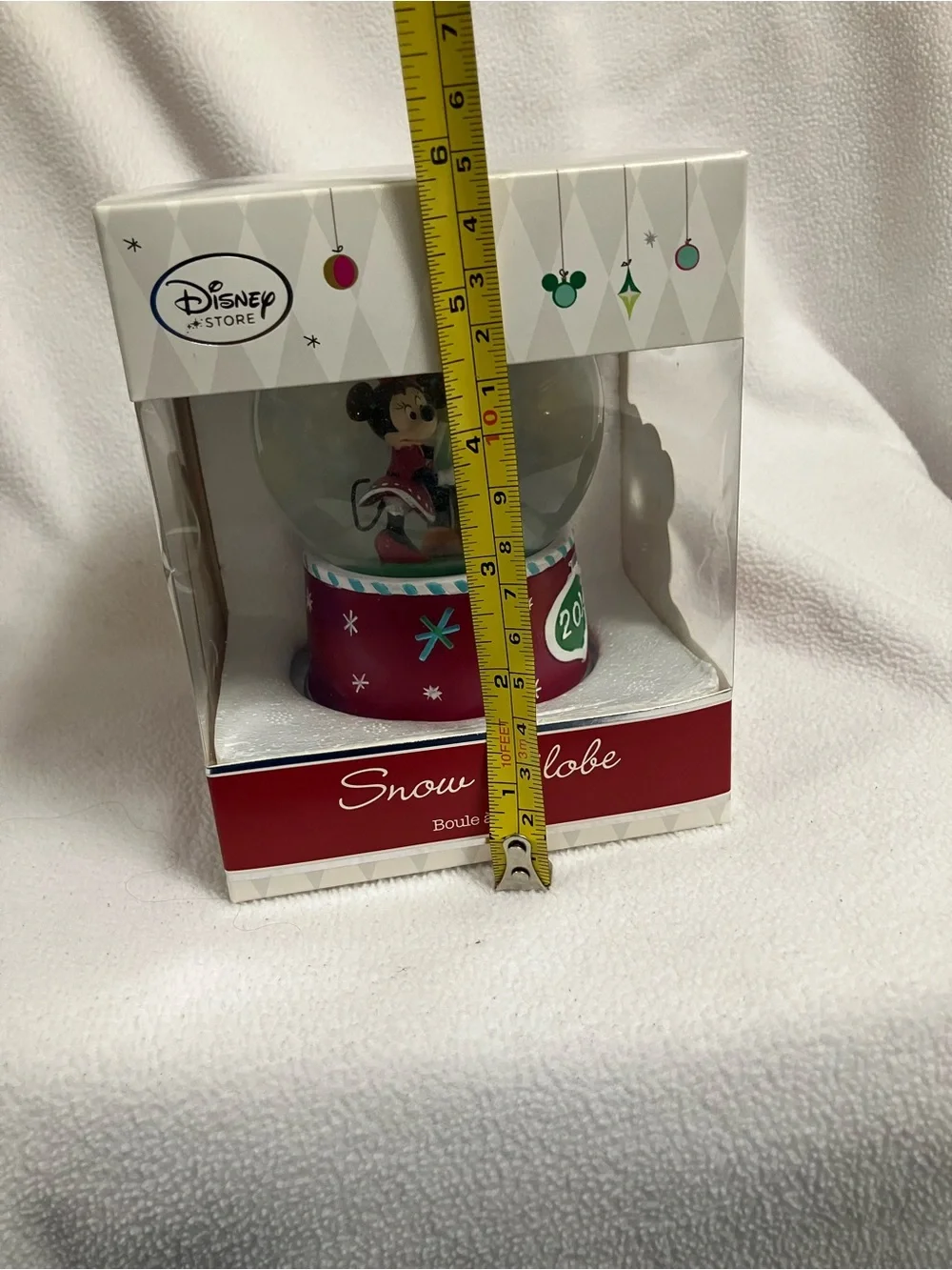 2014 Disney Store Mickey and Minnie Mouse Holiday Snow Globe NIB